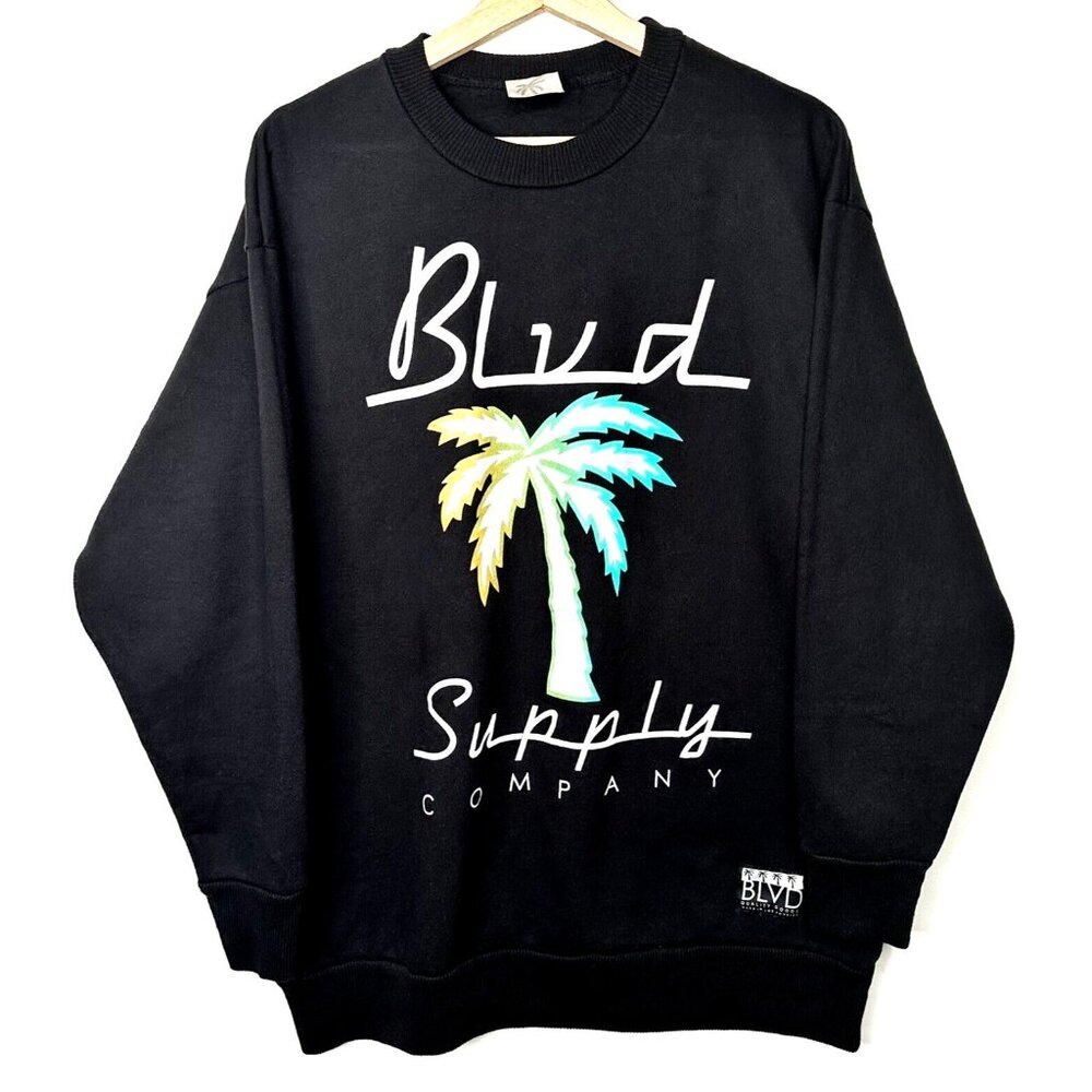 BLVD SUPPLY Mens Sweatshirt Long Sleeve Crewneck Pullover Sweater Vintage XL
